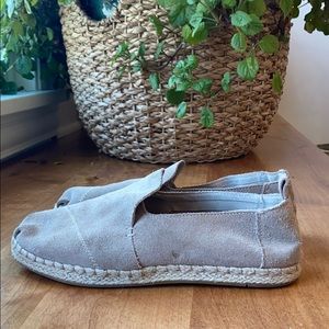 TOMS tan suede espadrille slip-on shoes